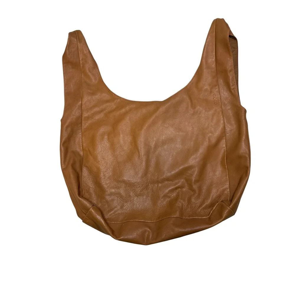 ECCO Genuine Leather Slouchy Hobo Shoulder Bag Cognac Brown